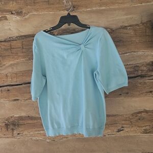 Untagged Mint Green Short Sleeved Off Set Neckline Cotton Sweater Size XL
